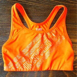 Victoria’s Secret PINK ULTIMATE sports BRA unlined Orange Metallic Silver sz XS